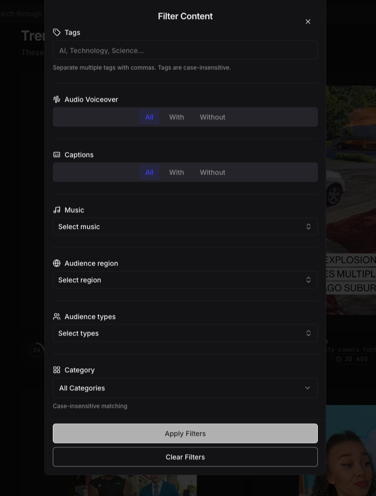 Filter Trending Videos