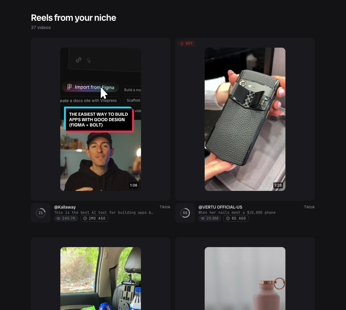 Niche Trending Video List