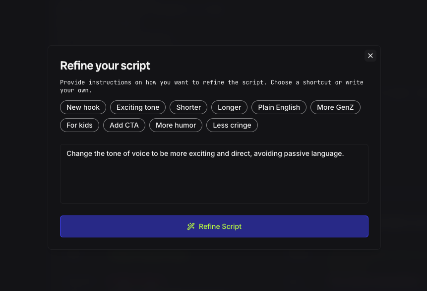 Customization Interface Example