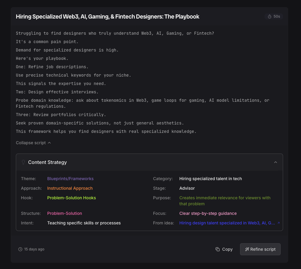 Script Generation Details